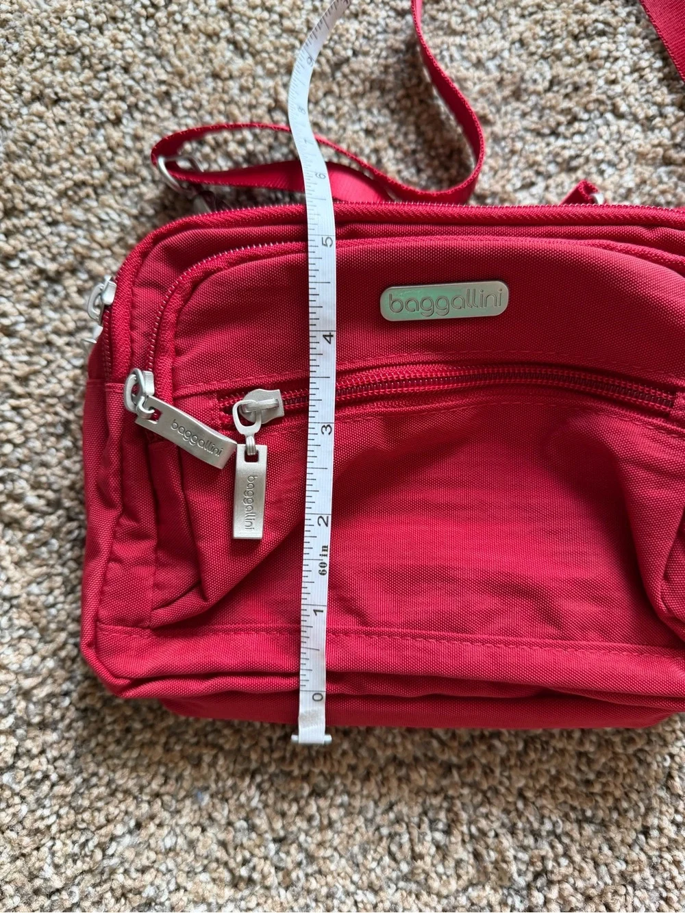 BAGGALLINI Bright Red Legacy Triple Zip Bagg Crossbody Convertible Clutch Waist